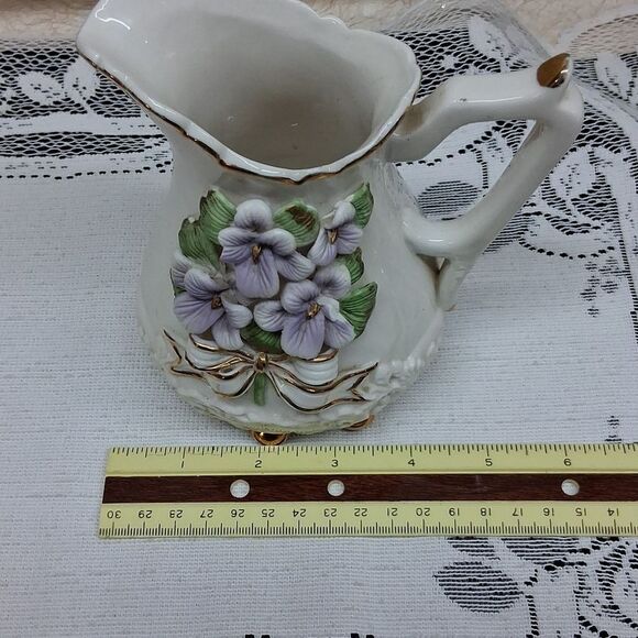 3 pc 14K Gold trim Porcelain Pitcher,bowl,& Plate,Vtg. - Picture 8 of 14